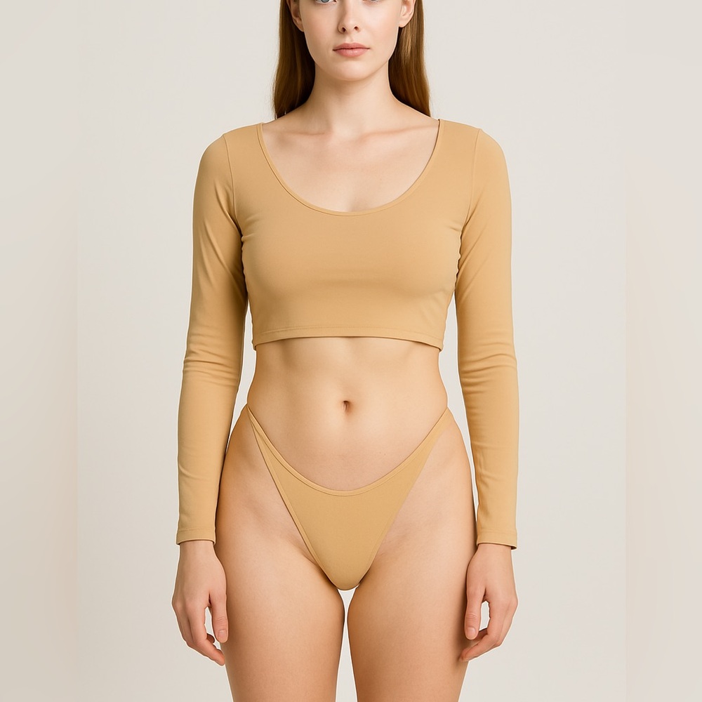 New! Set! Toast Swim signature crop bikini top and String Bikini Bottom, size XL